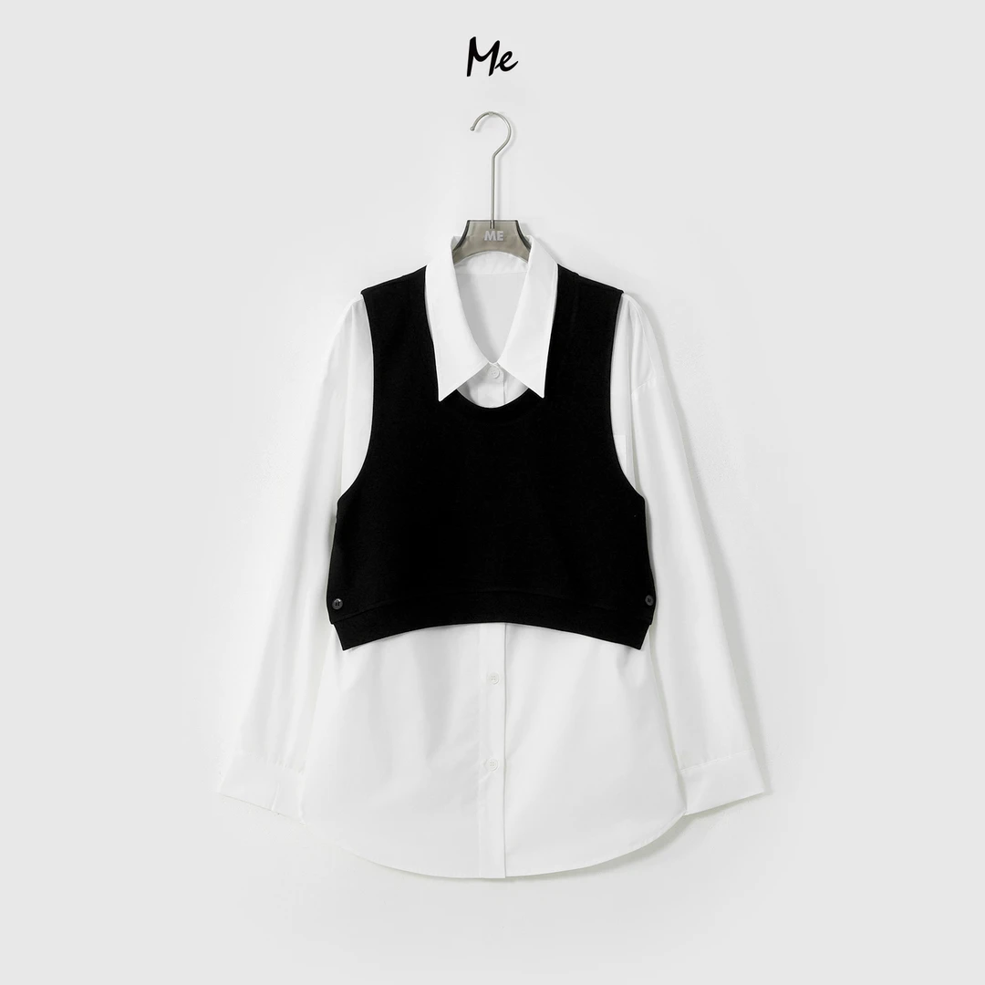 ME【气泡格卫衣】叠穿假两件os廓形时尚百搭宽松一手长上衣MESA0461