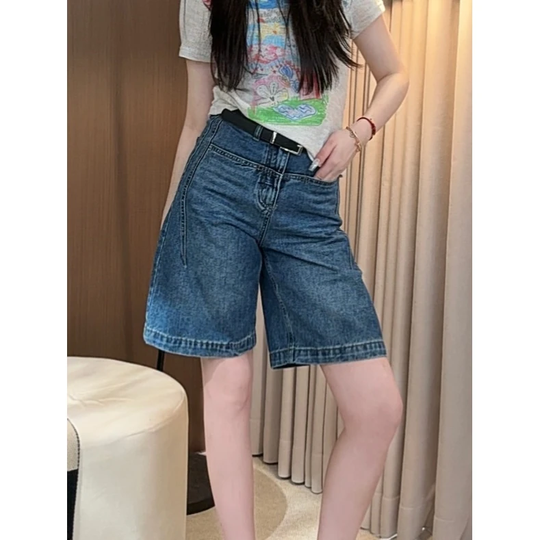 小璇 · 夏季五分牛仔裤百搭宽松薄款直筒裤休闲显瘦裤子女K017