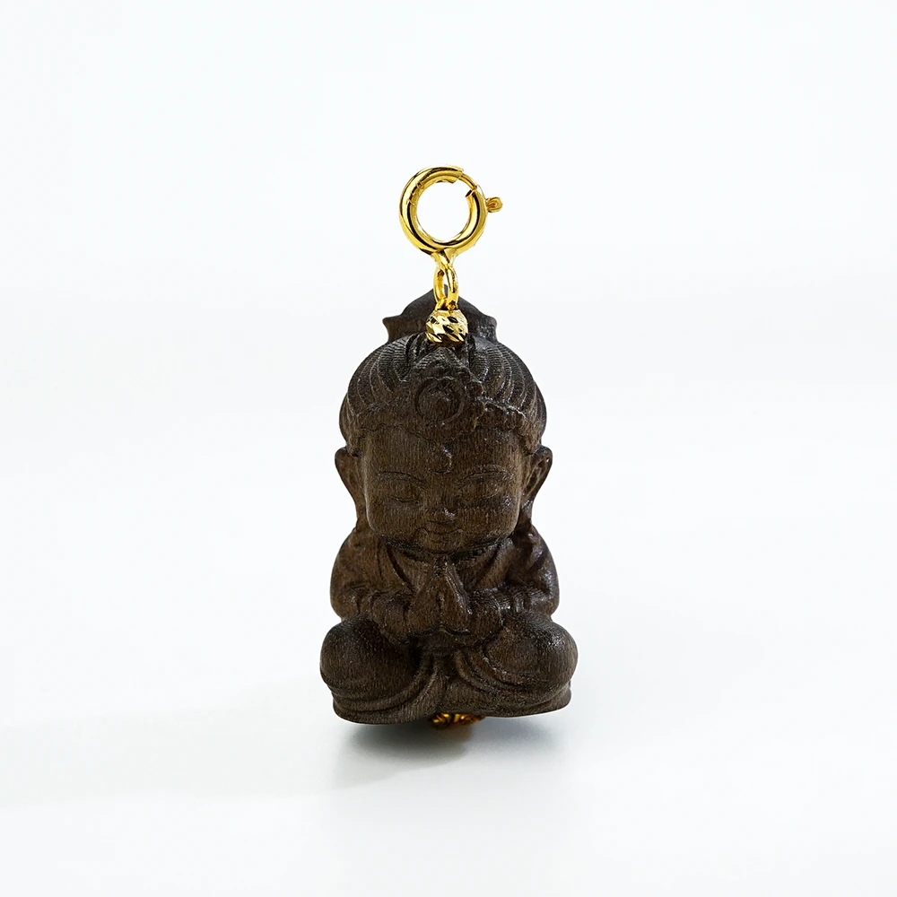 18K印度老山檀观音百搭扣吊坠44384