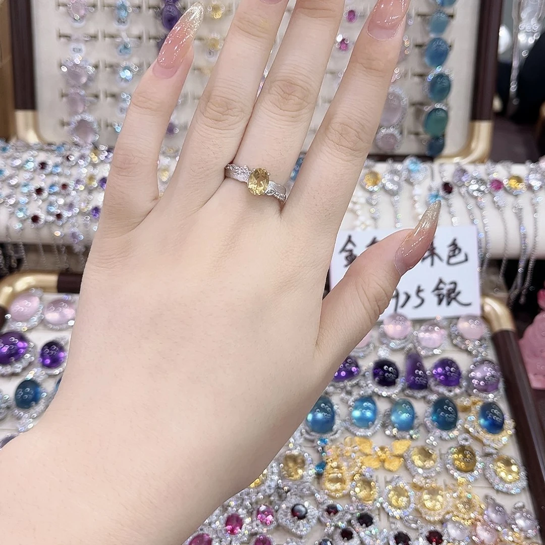 戒指银S925镶嵌黄晶