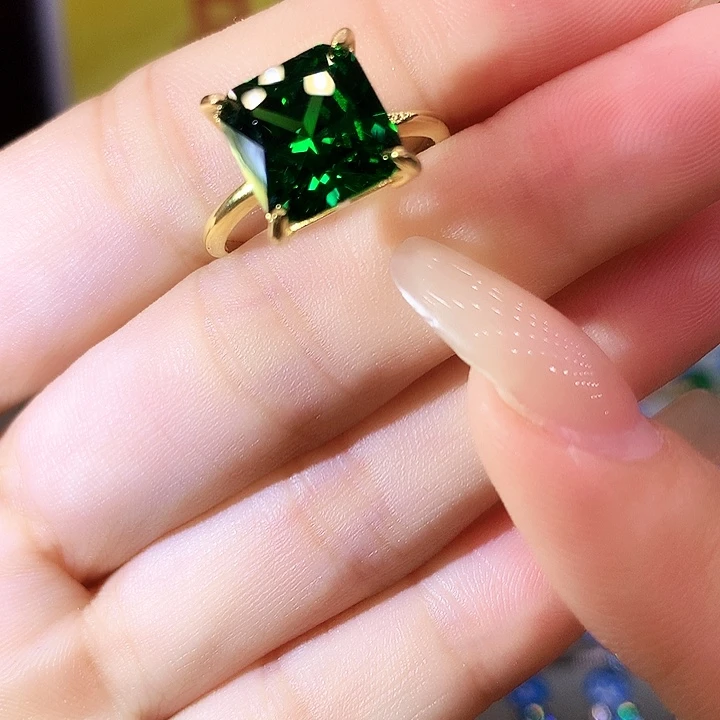 戒指透辉石银S925镶嵌