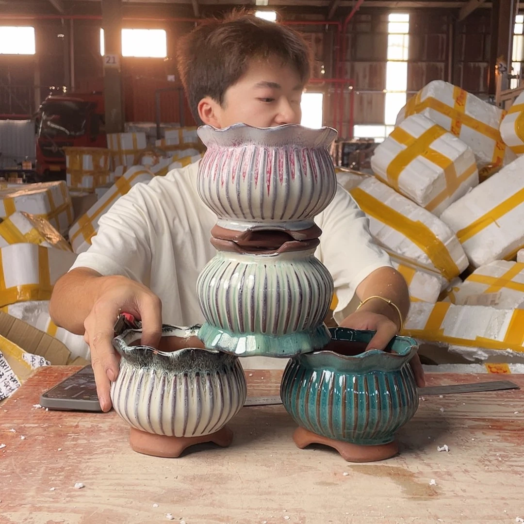 宜兴紫砂粗陶花盆