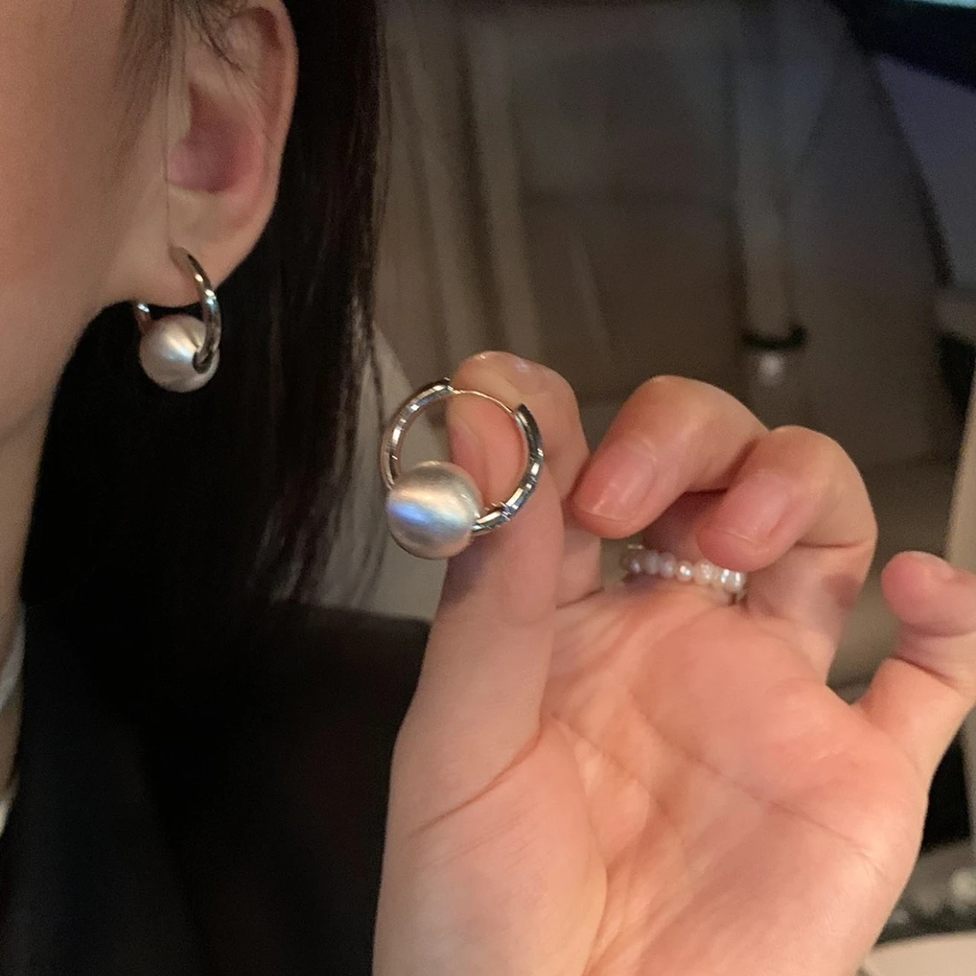 拉丝设计感个性气质圈圈耳钉女耳环新款潮气质耳饰女