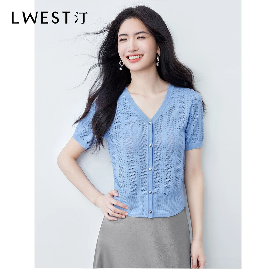 【林一专属】朗文斯汀时尚气质显瘦法式镂空针织开衫DTYZ5204D07072