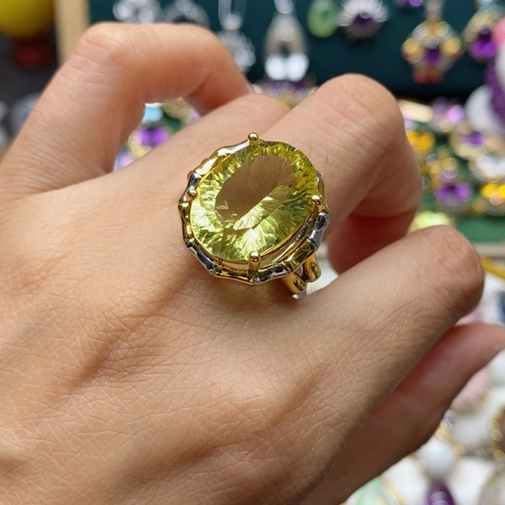 银S925镶嵌戒指水晶天然水晶戒指