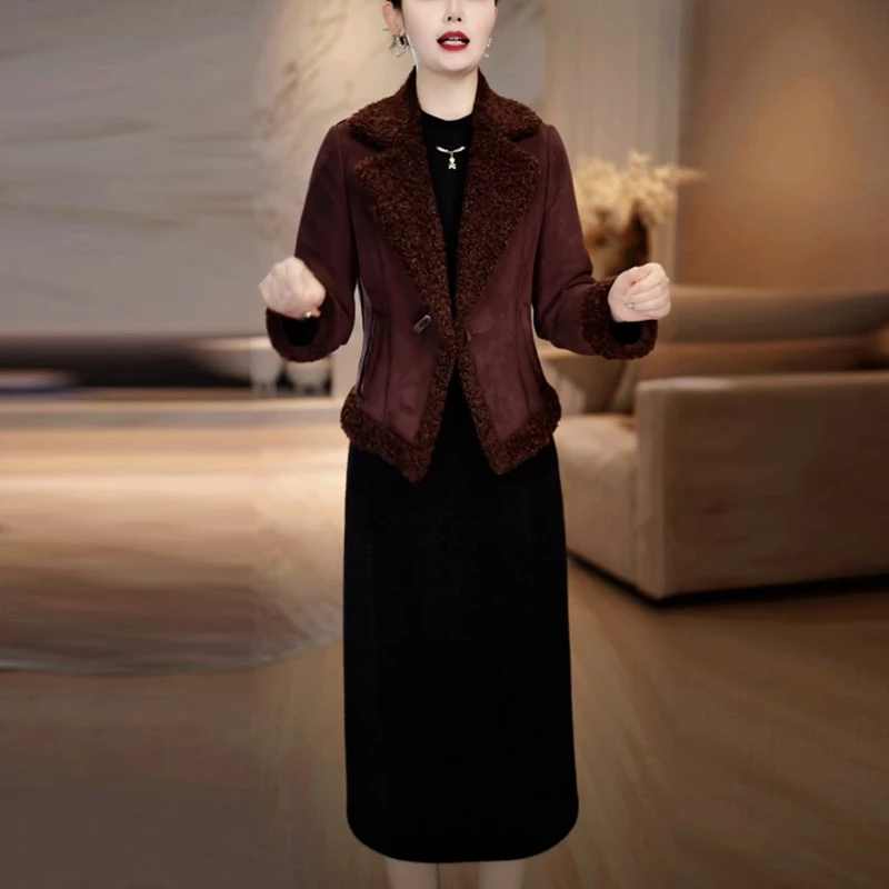 气质优雅裙子套装女冬季新款2025爆款洋气高级感显瘦两件套连衣裙