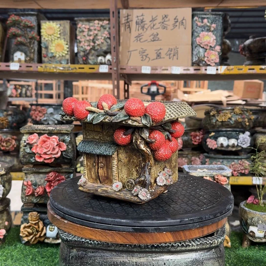 红陶画*口11高15左右