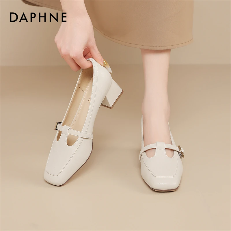 Daphne/达芙妮粗跟玛丽珍鞋女2025新款百搭浅口单鞋法式气质鞋子