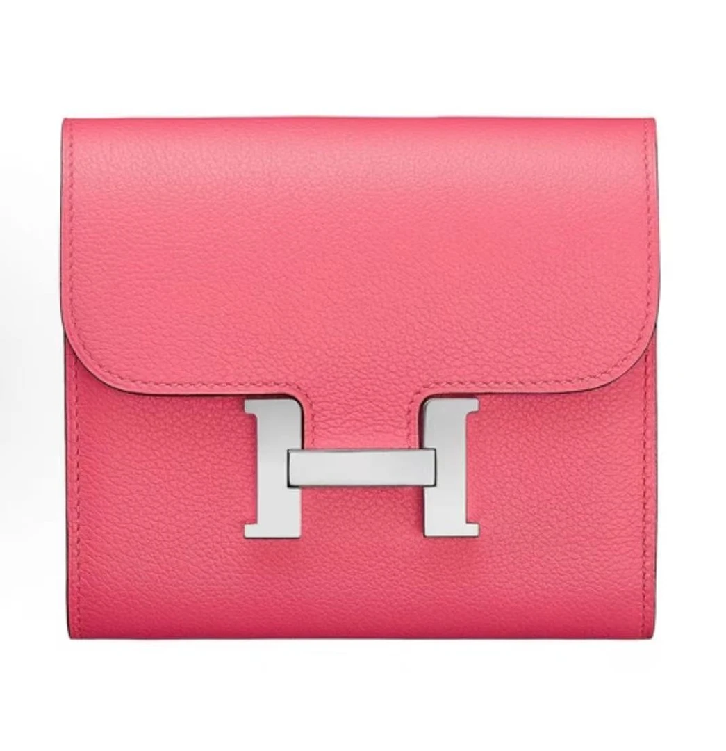 95新 Hermes/爱马仕 安洁利爱马仕粉色康康钱包