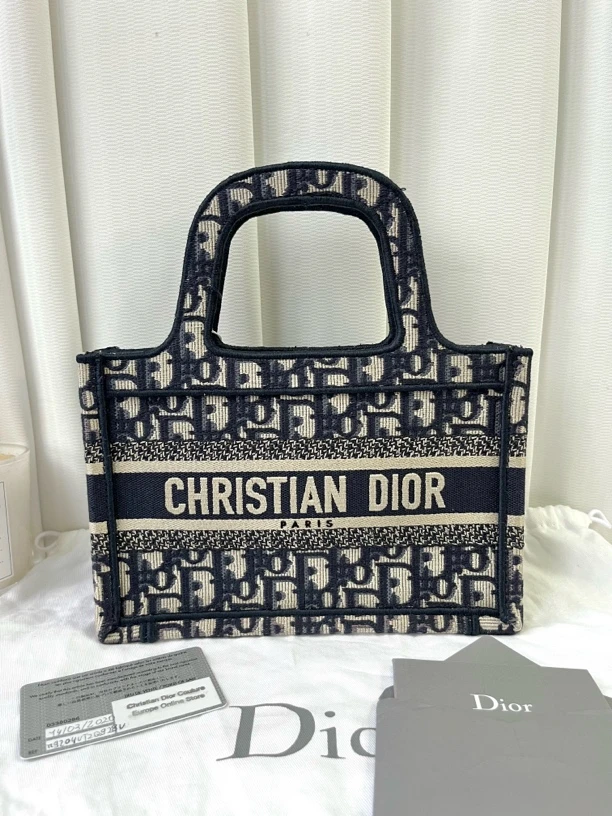 99新 DIOR/迪奥 老花mini Book tote刺绣托特包手提包手拎包
