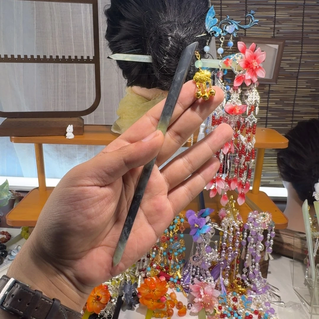 蛇纹石玉合金发饰