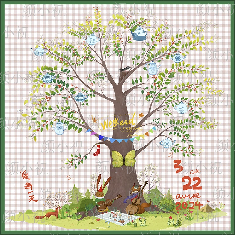 【真丝素绉缎中方巾】小祝原创双面夏季桑蚕丝巾田园风送礼百搭轻奢