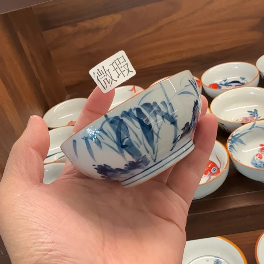 釉下手绘茶具微瑕