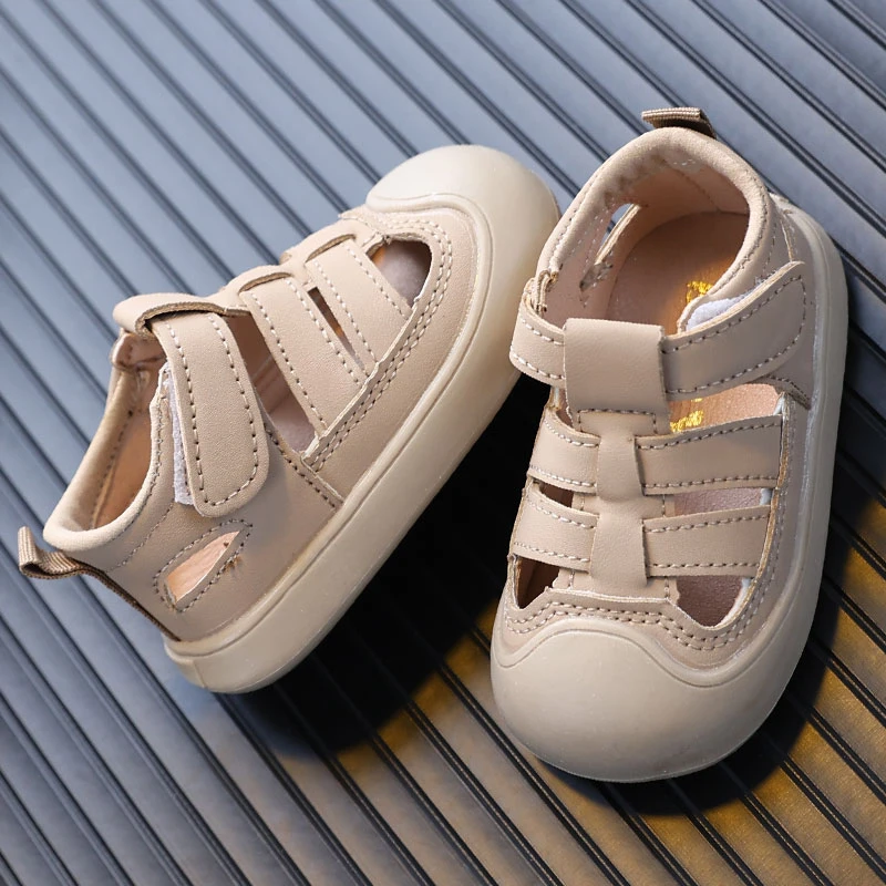 2025夏季男童凉鞋0-1-2岁学步鞋缕空透气宝宝鞋儿童运动风包头鞋