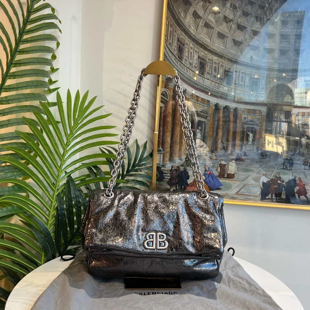 95新 Balenciaga/巴黎世家 多宝二奢/43485/ MONACO金属色底长27