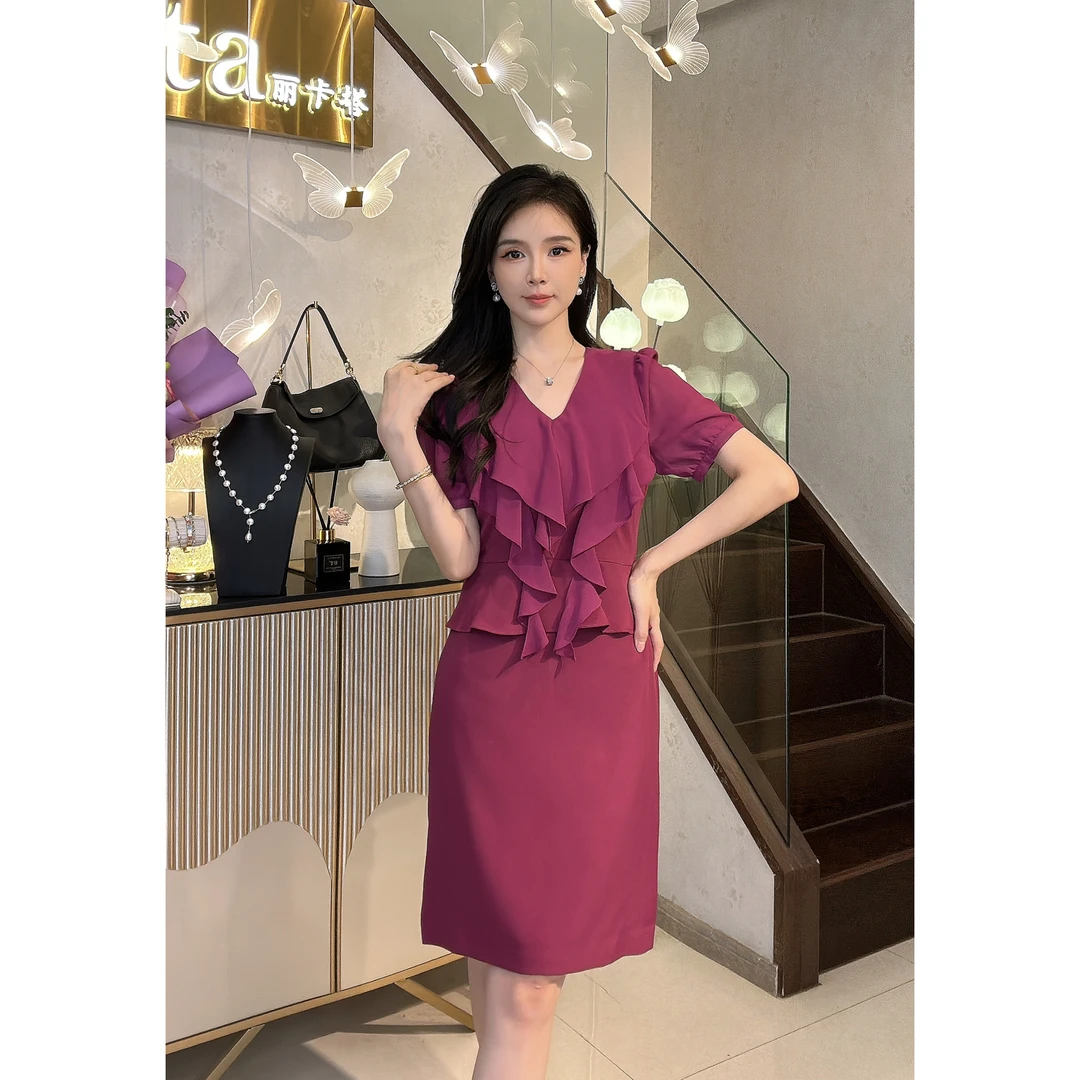 YUANBAO【蔷薇】法式小个子设计感纯欲赫本风千金法式高腰a字连衣裙