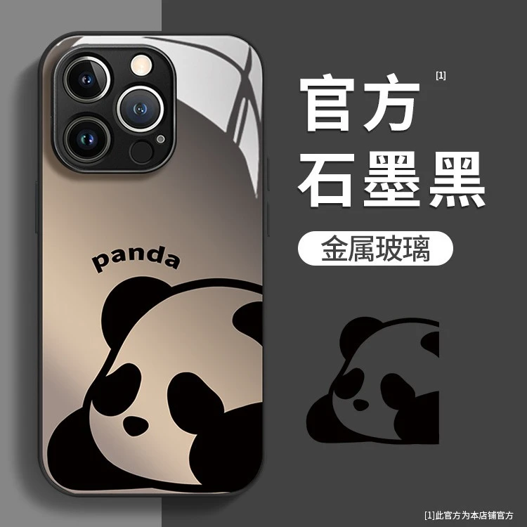 趴趴熊猫适用苹果14手机壳iphone13pro液态xsmax玻璃12高级11可爱