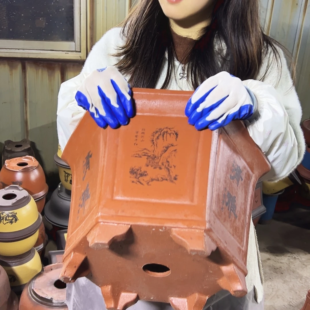 40红清雅六方花盆花盆