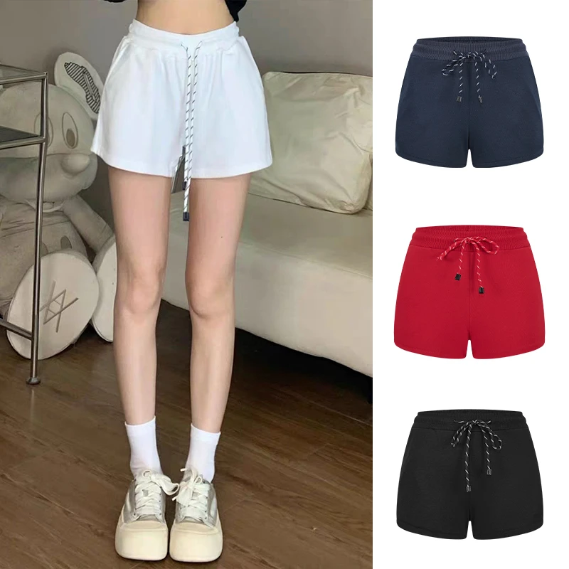 Moses Queen/魔西女王时髦百搭高腰显瘦A字裤子休闲短裤抽绳热裤