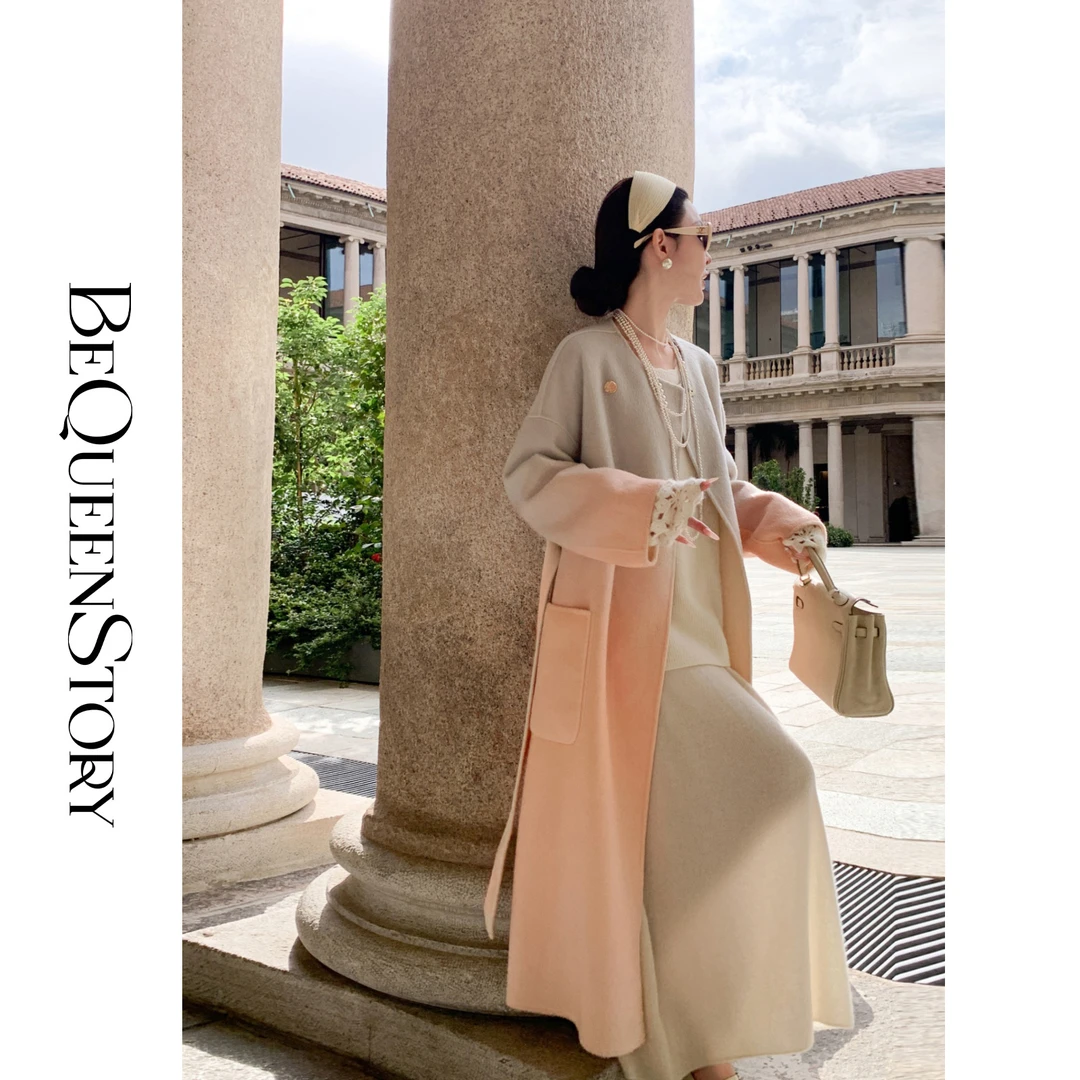 余潇潇【微醺爱神】绵羊毛舒适挺阔百搭渐变大衣毛呢外套