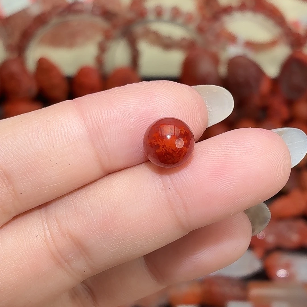 南红玛瑙未镶嵌颈饰9咪火焰纹单珠