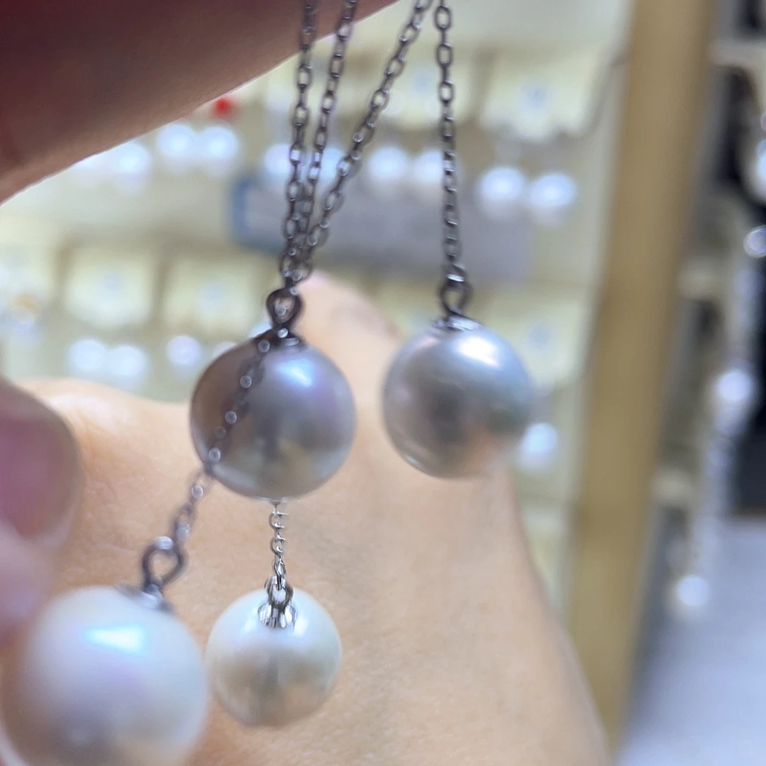 银S925镶嵌耳饰淡水珍珠