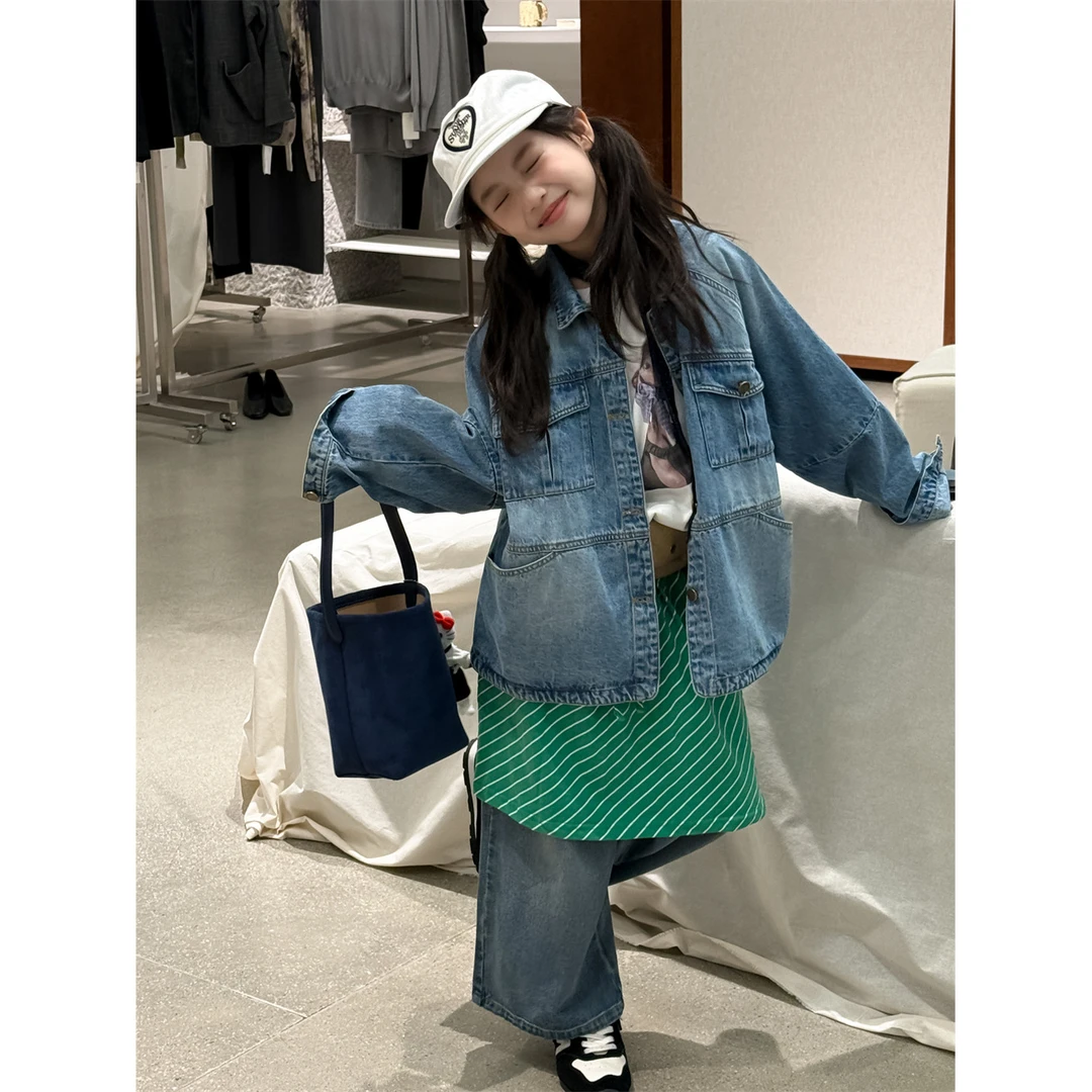 精选-91122-TBB花与寻女童牛仔外套2025秋款韩版挺括宽松夹克