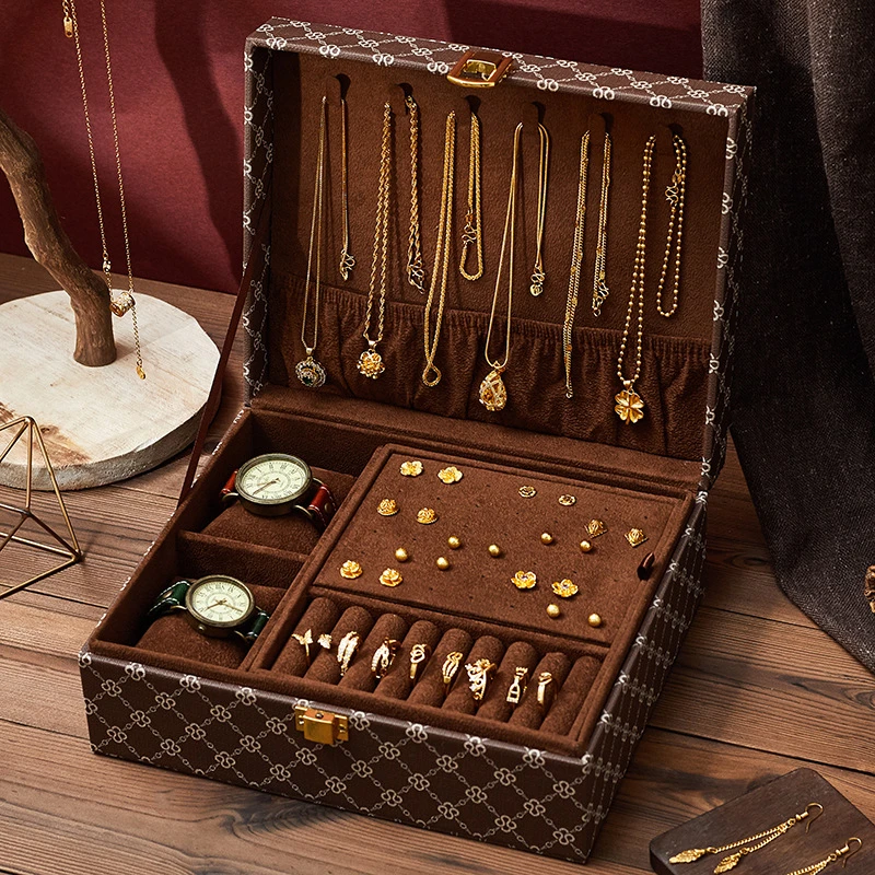 首饰盒/箱 层珠宝首饰盒收纳盒高级感耳钉项链戒指手表饰品盒批发