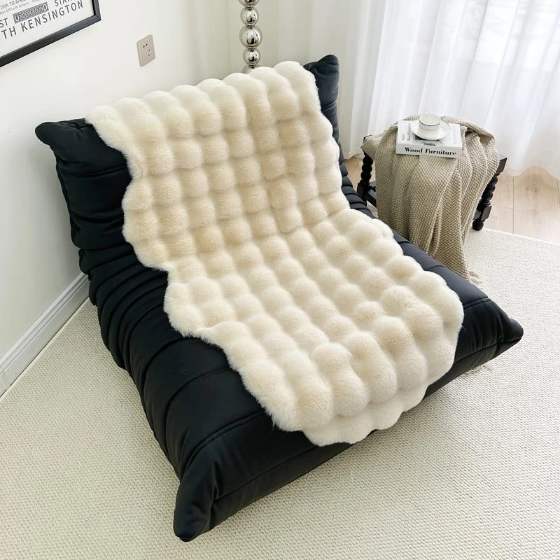 加厚彷兔毛懒人沙发垫秋冬毛绒椅子垫毛毛虫沙发盖布靠背一体防滑