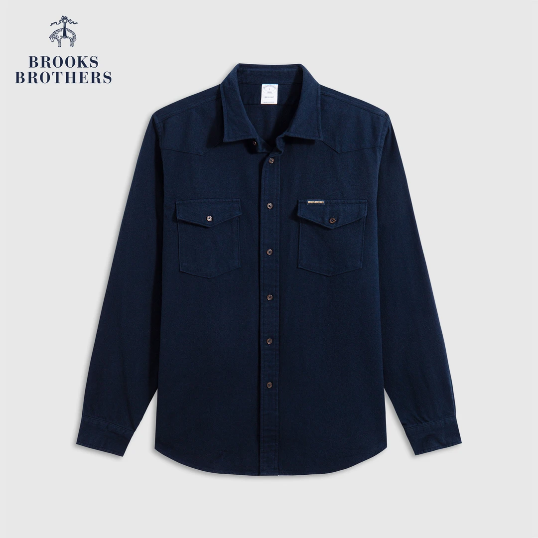 Brooks Brothers/布克兄弟男士25早秋新品纯棉磨毛巴恩风衬衫