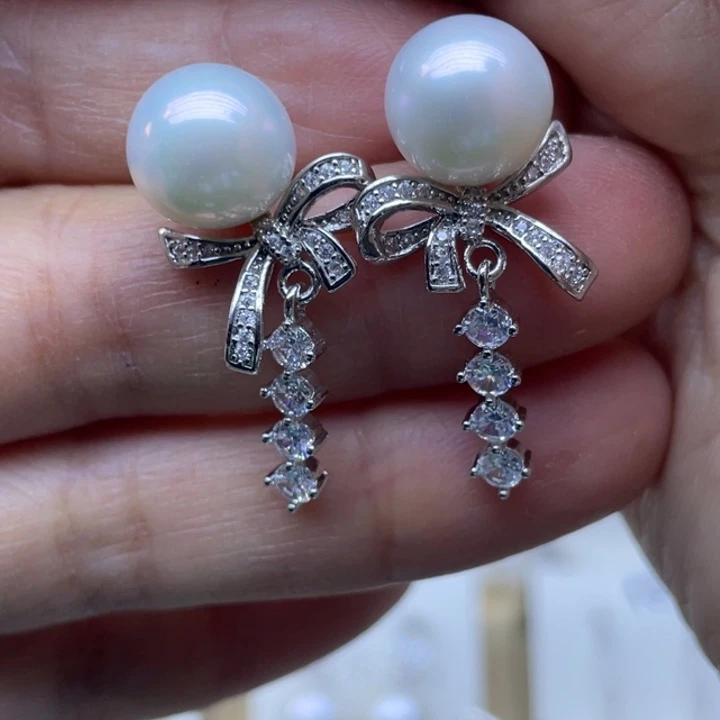 淡水珍珠耳饰银S925镶嵌
