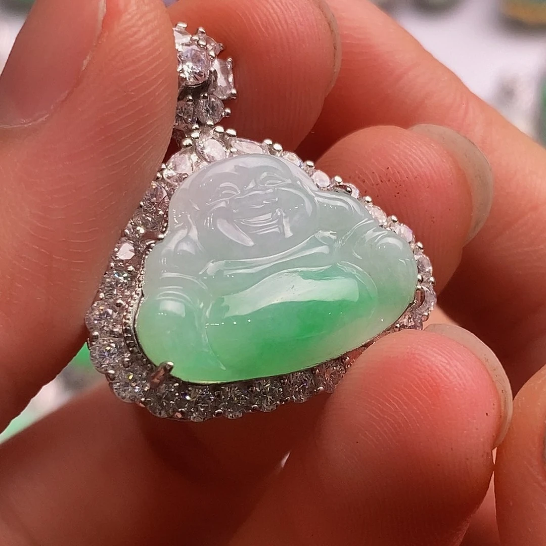 翡翠银S925镶嵌颈饰天然翡翠