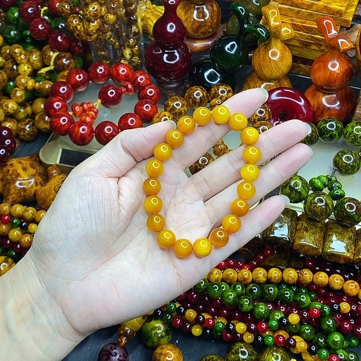 松木琥珀木文玩手串