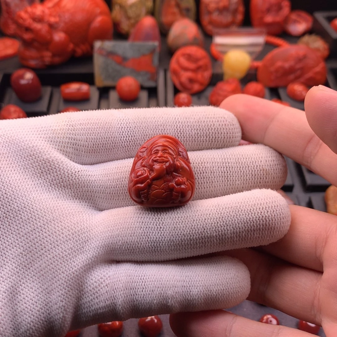 南红玛瑙未镶嵌【传仁】川料瓦西精工财神吊坠21*27mm