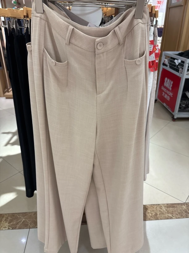 资阳恒宣C83544夏季天丝亚麻女裤宽松垂感休闲显瘦直筒裤