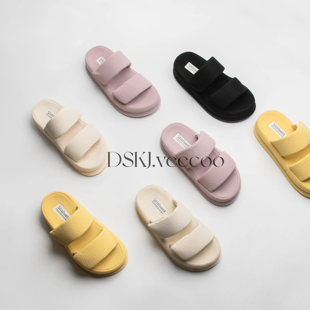 【陶陶同款】1857夏季凉拖女外穿厚底时尚防滑沙滩鞋女士舒适拖鞋