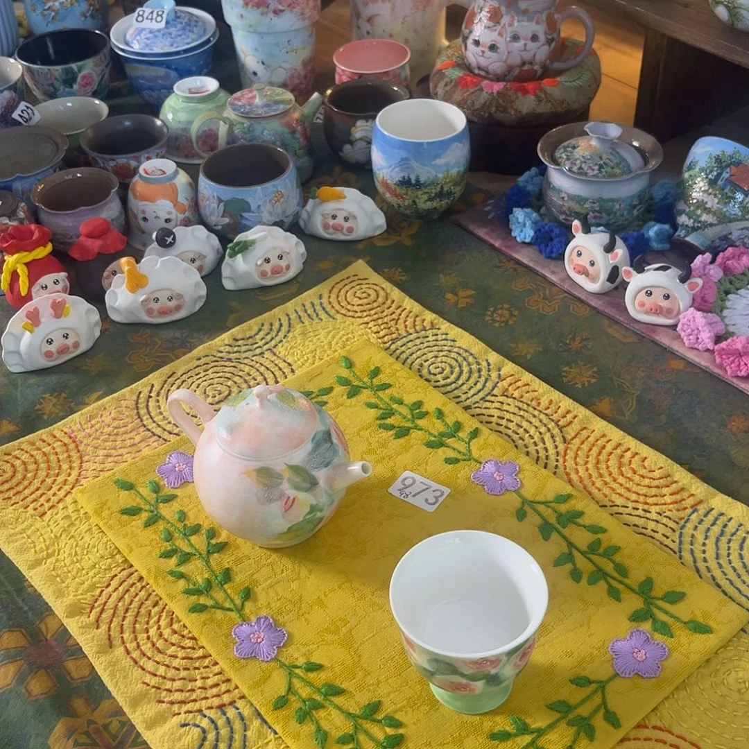 973规格20.30刺子绣茶席