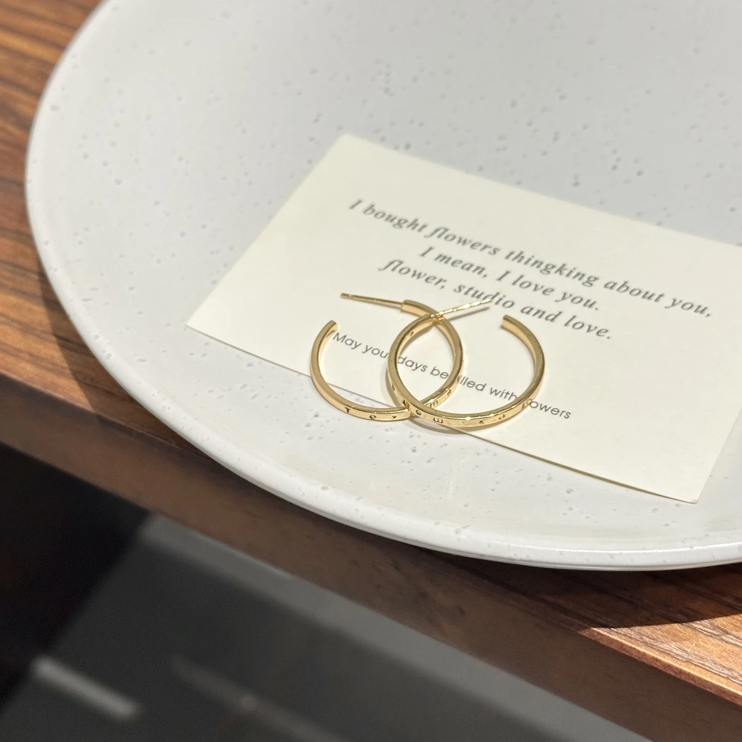 铜合金耳饰 AL6811 简约字母日常百搭耳圈精致感小众设计耳饰