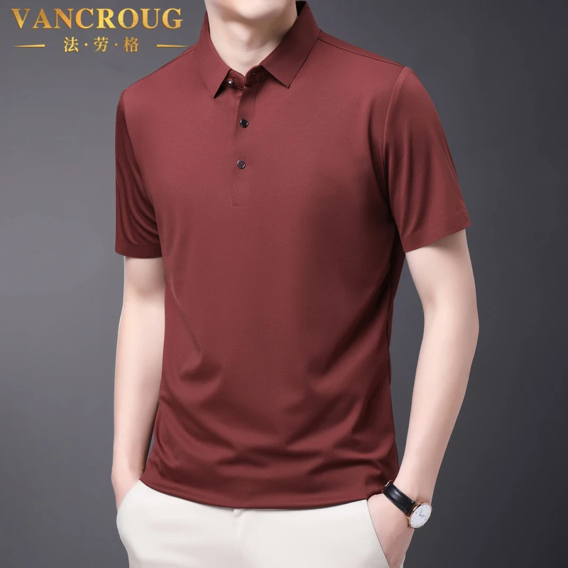 VANCROUG/法劳格POLO衫男士夏季新款休闲百搭商务潮流宽松纯色T恤