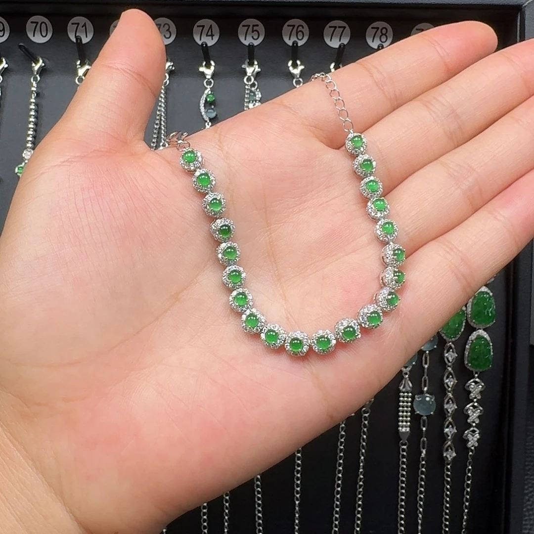 翡翠银S925镶嵌手链