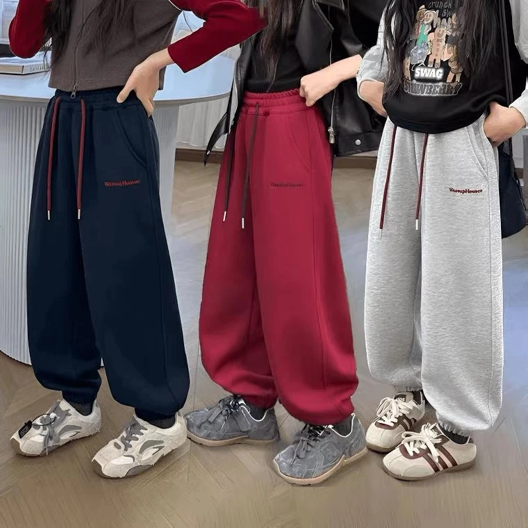 【清货不补】儿童卫裤秋冬中大童洋气加绒休闲裤韩版运动长裤A045