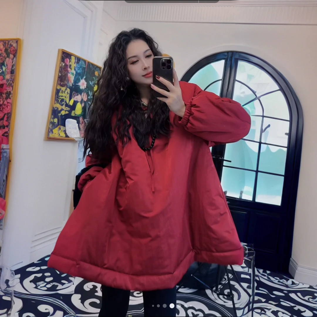 大萍子家 套头圆领冬季加厚加绒时尚蓝色连衣裙0014