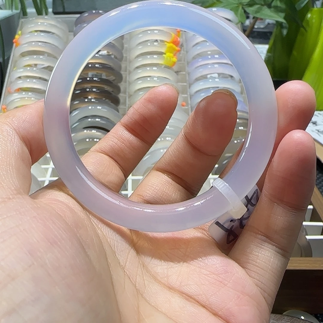 玛瑙/玉髓未镶嵌手镯53白冰紫