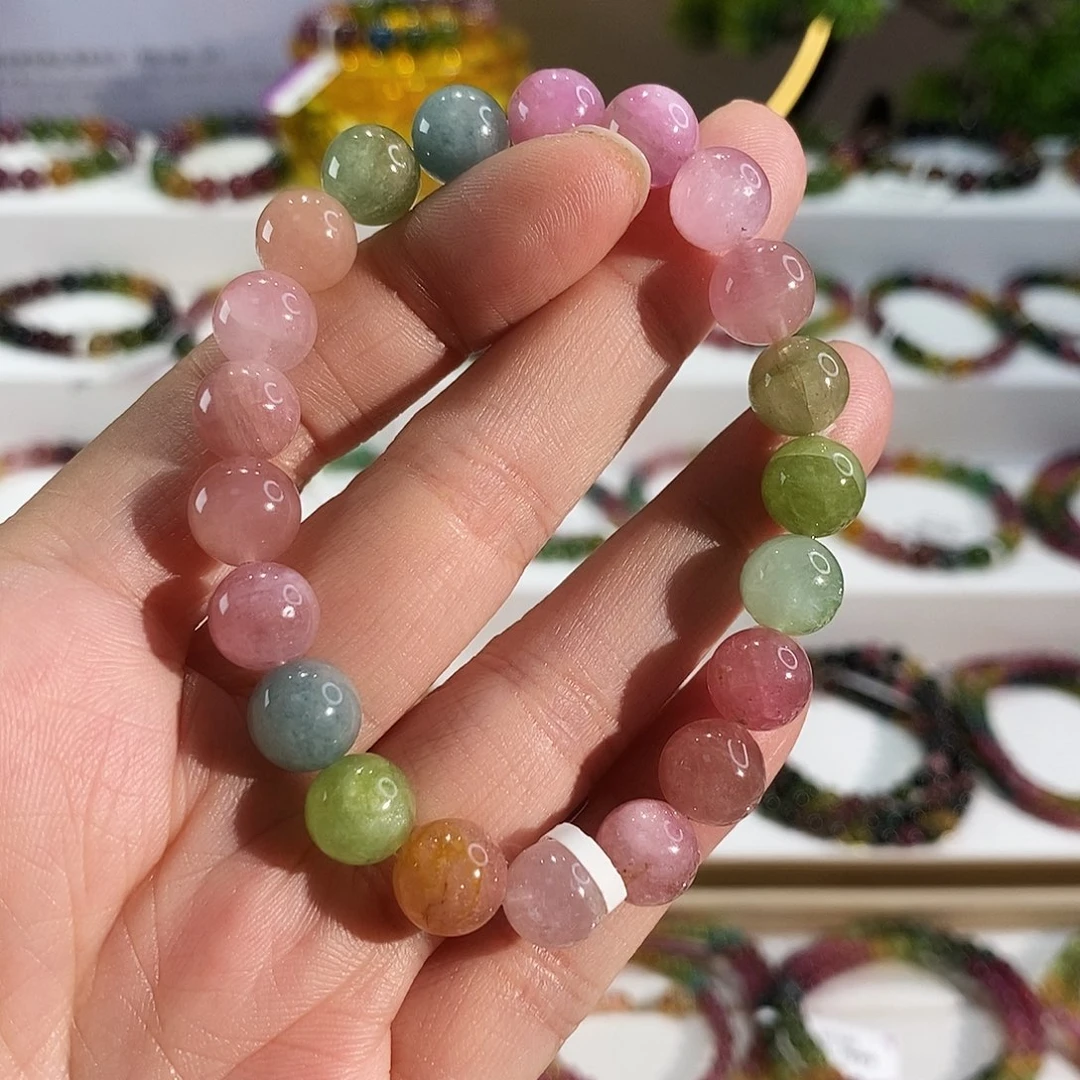 碧玺未镶嵌手链G2077素圈颜色微差