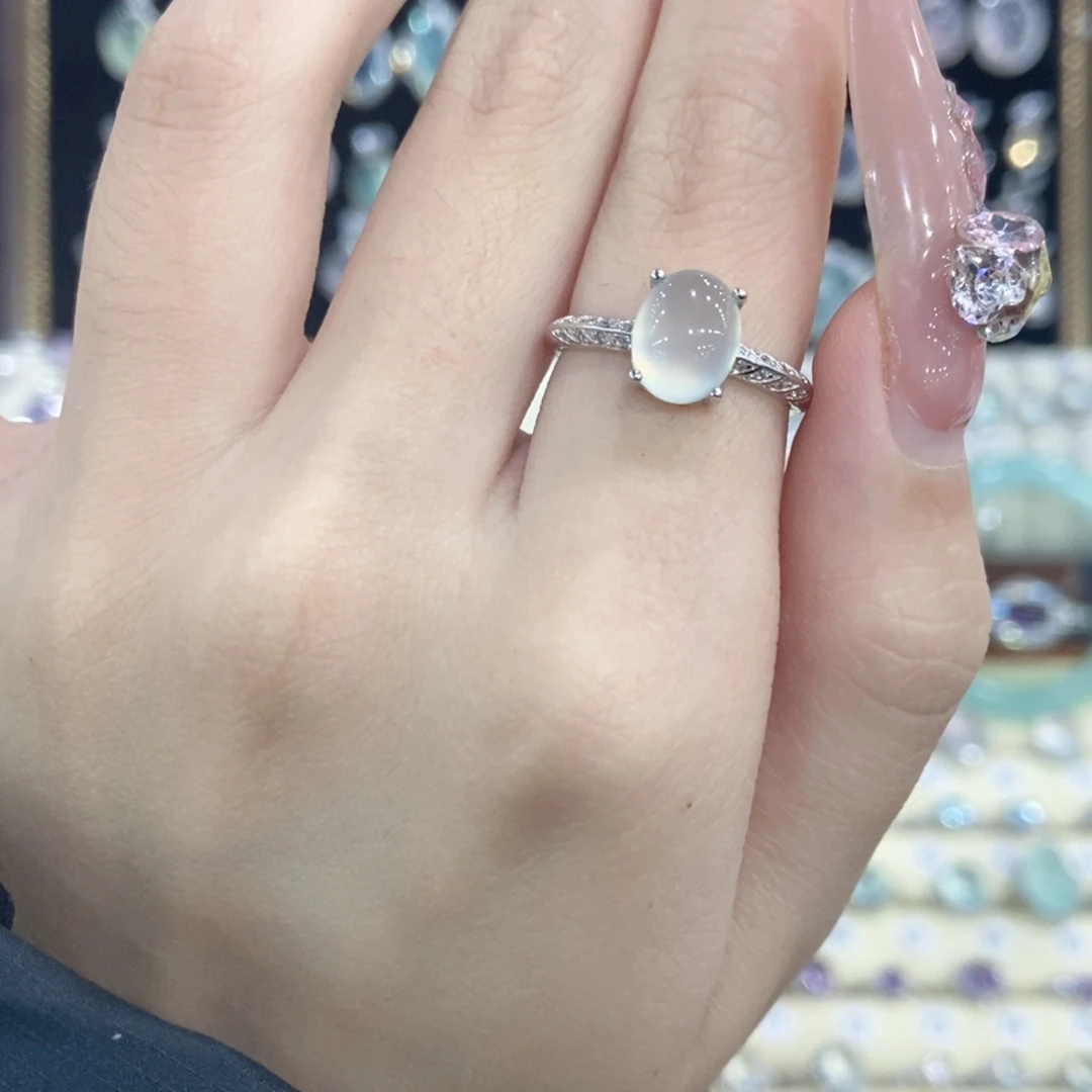 蛇纹石玉银S925镶嵌戒指