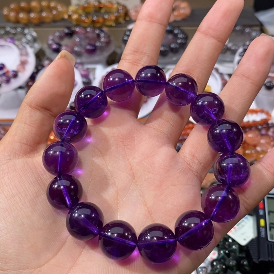 水晶手串未镶嵌乌拉圭紫水晶14+