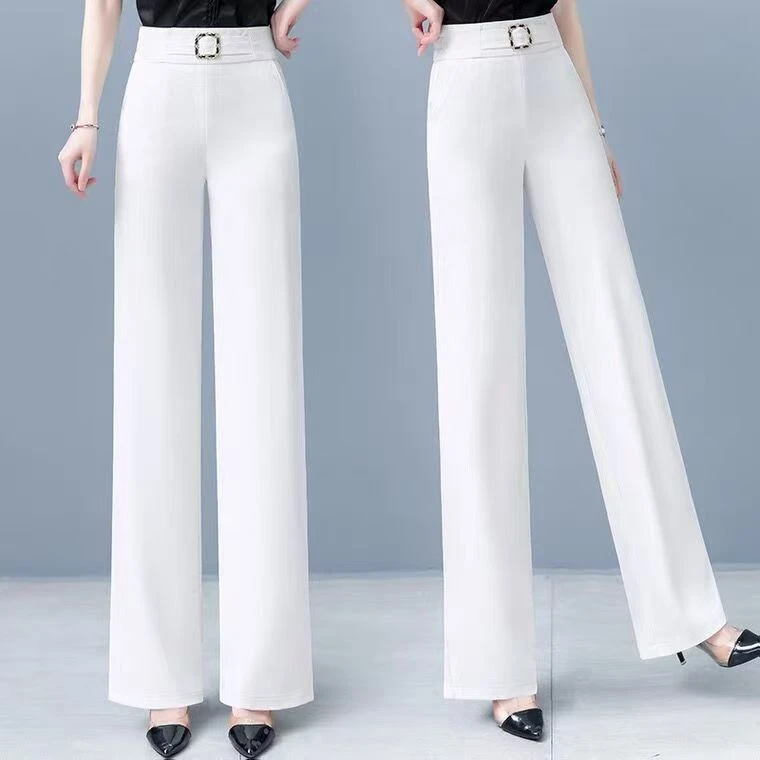 冰丝阔腿裤女2025夏季新款高腰显瘦直筒裤薄料垂感休闲裤子