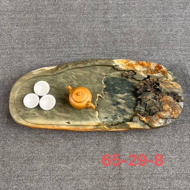肇庆端砚石茶盘绿端宋坑天然原石大业有成