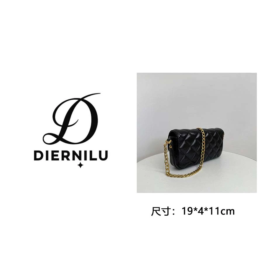 小号简约时尚百搭复古黑色链条包-F6312