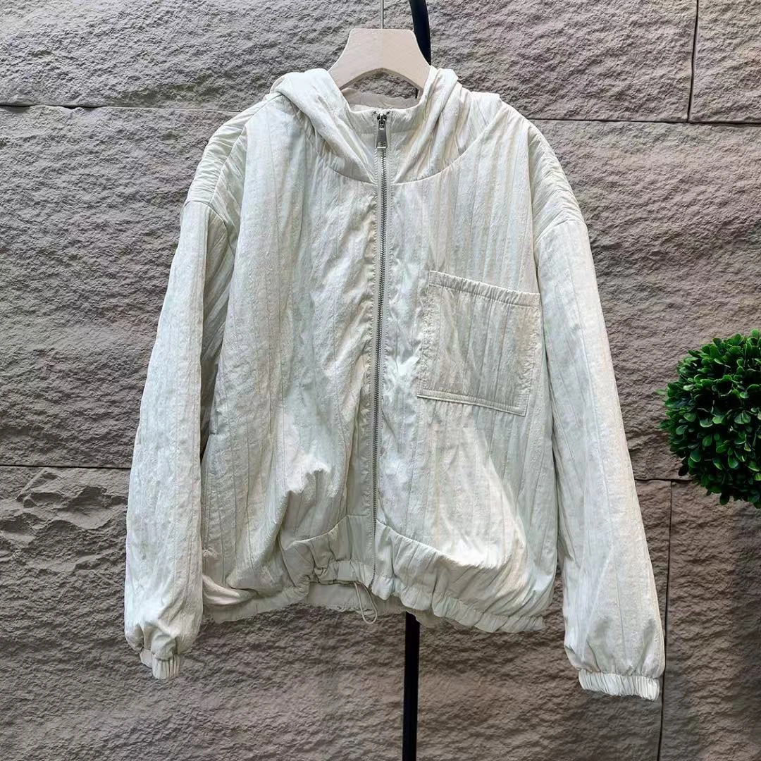 8129新款加厚秋冬简约百搭休闲气质连帽棉衣